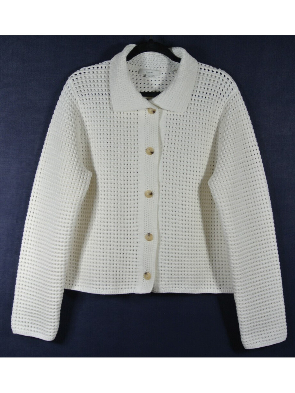 NEW, Vince Sanctuary Cotton Open Stitch Cardigan in White Sz L #SJ2676